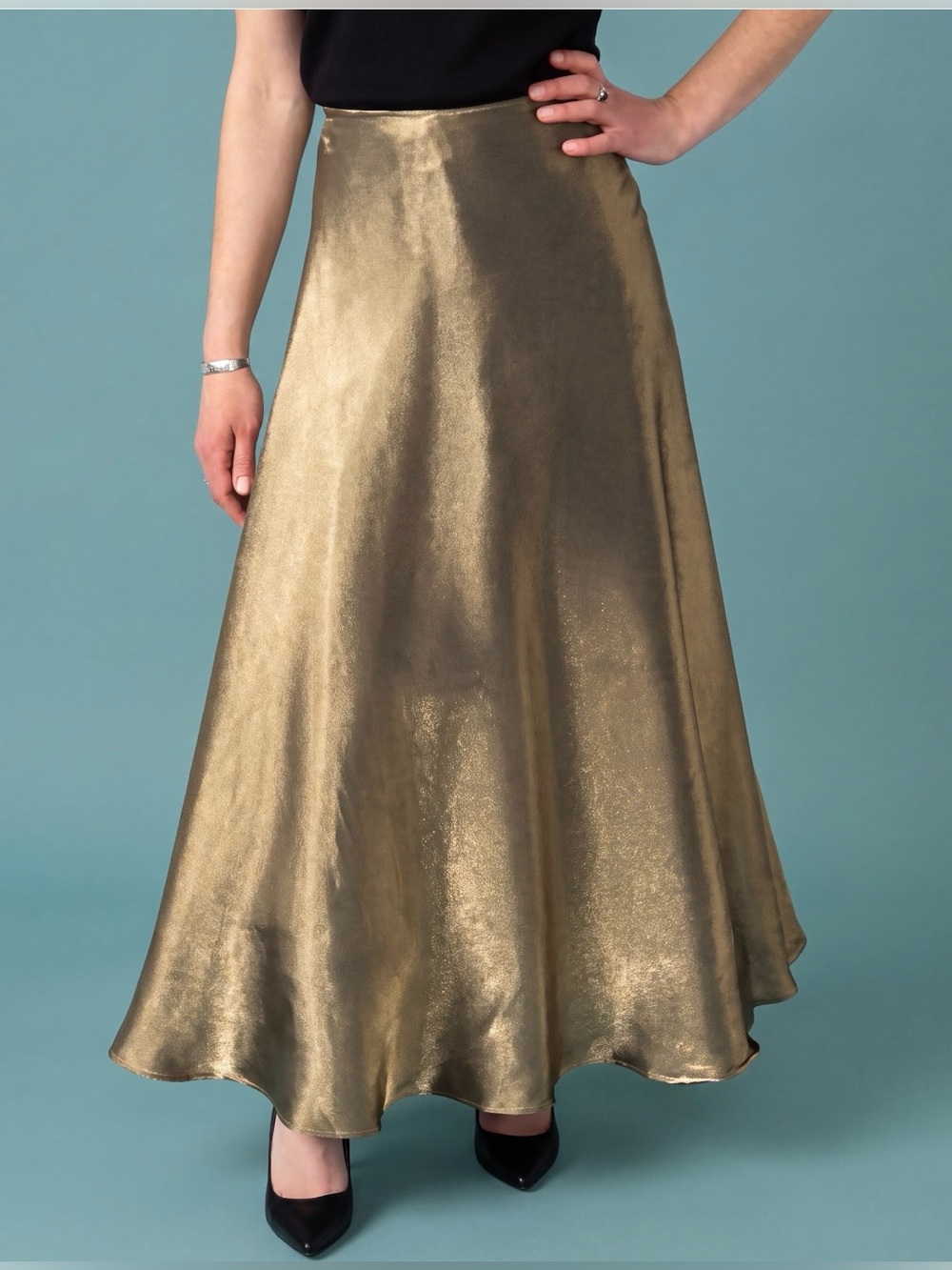 Vintage Black & Gold Metallic Mix• Crinolined Maxi Skirt• Sophisticated Glamour